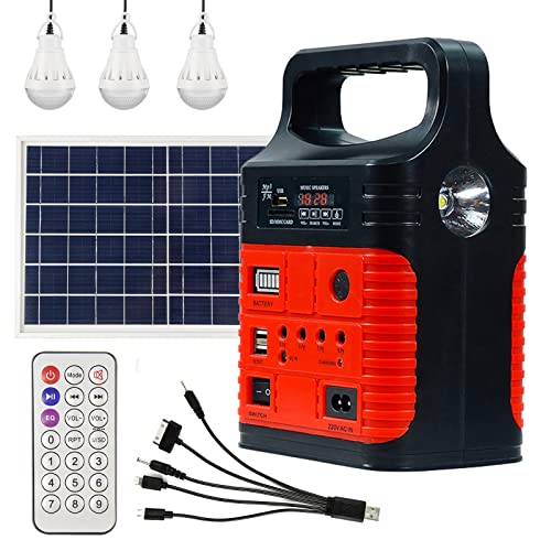 Portable Solar Generator with Panel,10000mAh Power Station for Camping - color: Red Color