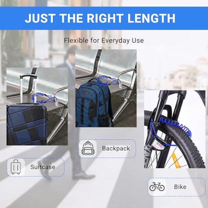 Security Cable Lock 2 Pack, 5FT Self-Coiling Stainless Steel Double Loop Cable, Flexible Anti-Theft Wire for Luggage, Bike, Helmet & Travel Gear (Blue) - color: Blue