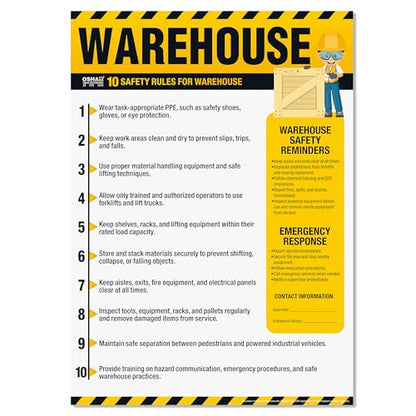 Warehouse Safety Poster – OSHA Warehouse Safety Rules Chart - size: Warehouse