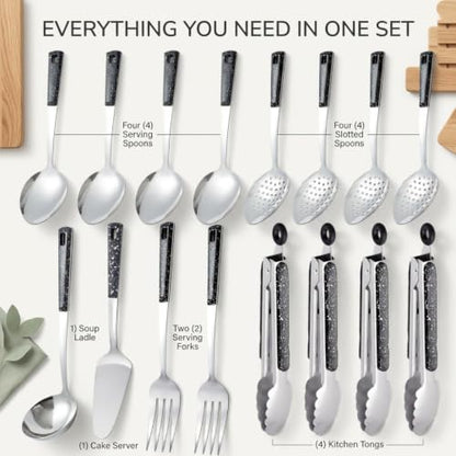 16-Piece Stainless Steel Buffet Serving Set - color: 16 pack Serving Sets