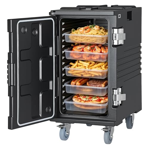 VEVOR Insulated Food Pan Carrier, 127 Qt Non-Electrical Food Warmer, with Swivel Wheel & 304 Stainless Steel Latch, LLDPE Stackable Hot Box, for Various Pan Sizes(NOT Included), Fit Catering BBQ Event - size: 25.6 x 17.7 x 30.5 in