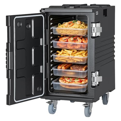 VEVOR Insulated Food Pan Carrier, 127 Qt Non-Electrical Food Warmer, with Swivel Wheel & 304 Stainless Steel Latch, LLDPE Stackable Hot Box, for Various Pan Sizes(NOT Included), Fit Catering BBQ Event - size: 25.6 x 17.7 x 30.5 in