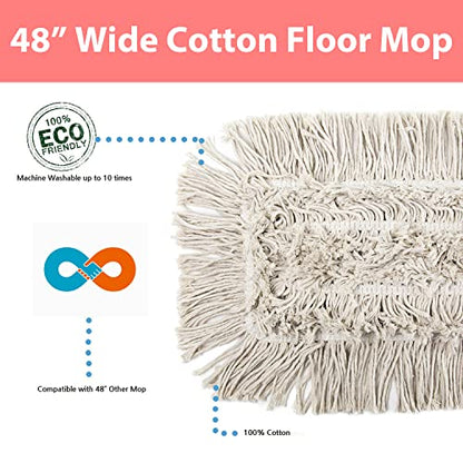 2 Pack of 48" Cotton Refills for Industrial Class Floor Dust mop Series Can be fit with Others (2 Pack of 48" Cotton Refill) - size: 2 Pack of 48" Cotton Refills