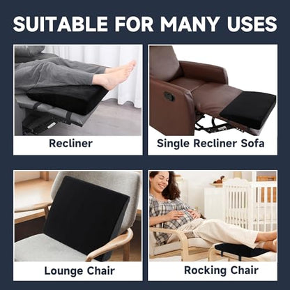 MABOZOO Wedge Recliner Leg Pillow, Foam Extra Large Foot Rest Cushion with Adjustable Straps, Recliner Footrest Extender Leg Elevation Pillow Wedge Pillow for Recliner, Bed, Sofa, Couch (Black) - color: Black