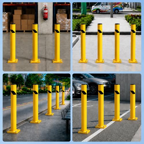 Crowd Control Warehouse 48-in Yellow Steel Bollard, Fillable with Concrete - size: 48 inches