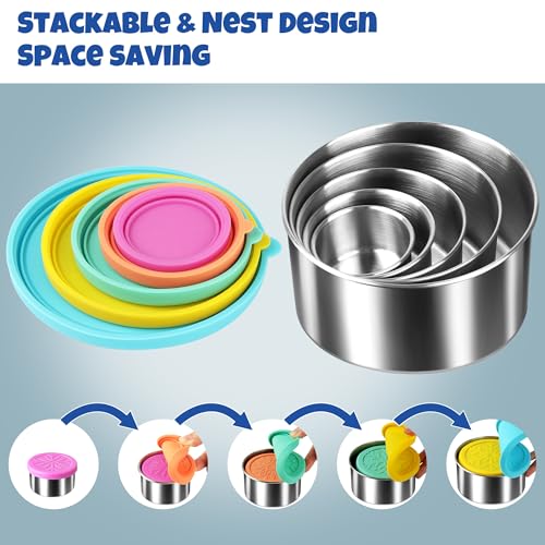 18/8 Stainless Steel Food Snack Storage Containers(5 Pack: 2/4/8/14/24oz) - color: 5 Pack(Blue, Yellow, Green, Orange, Purple)
