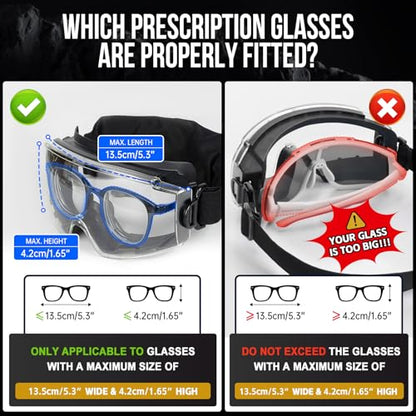 ONETIGRIS OTG Tactical Goggles Over Glasses, Anti-Fog, ANSI Z87.1, 3 Lenses - color: Black