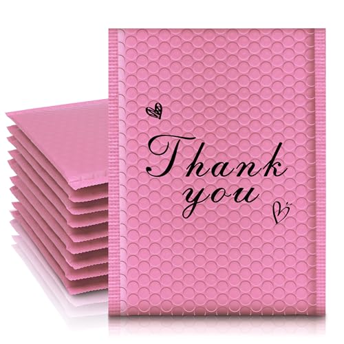 Thank You Bubble Mailers 6x10'' 25 Pack, Self Sealing Padded Envelopes, Strong Adhesion Bubble Envelopes, Waterproof Mailing Envelopes, Cushioning Shipping Envelopes - Pink - color: Thank You Hot Pink, size: 6x10" 25Pcs