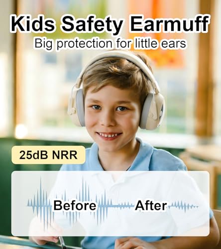Ear protection for kids, 30dB SNR, 5.5 oz, Lightweight Adjustable - color: Beige