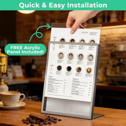 2pack 8.5"x11" Metal Tabletop Sign Holder with Stainless Steel Frame Menu Board Poster Display Stand for Office Store Restaurant Hotels - size: 2Pack 8.5"x11"