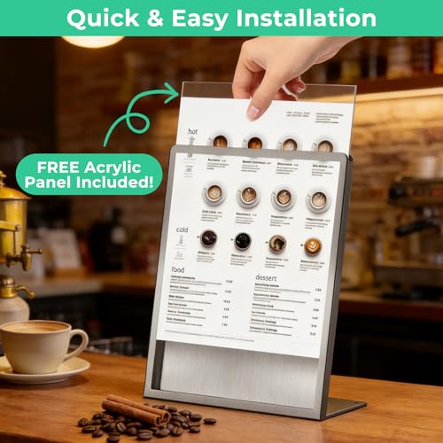 8.5"x11" + 11"x17" Metal Tabletop Sign Holder with Stainless Steel Frame Menu Board Poster Display Stand for Office Store Restaurant Hotels - size: 8.5"x11"+11"x17"
