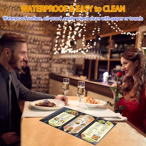 Table Tent Triangle 3 View Menu Covers, Leather Menu Holder with Angled Corners for Restaurant, Cafes, Bars (1 Pack / 9'' × 4'' inch) - size: 3.5x8.5 inch/1 pack