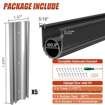 Garage Door Bottom Seal, 8FT EPDM Weather Stripping with Aluminum Track - color: With Aluminum Tracks, size: 8 Feet
