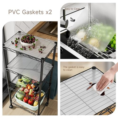 Golpart 4Tier Adjustable Storage Shelves Metal Wire Shelving Standing Shelf - color: Black, size: 4-tier-11.6"Dx17.6"Wx44.2"H