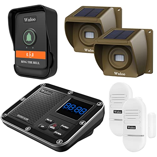 Wireless Alarm System for Home Security Expandable - 6-Piece Kit Include Doorbell, Door Alarm, and Solar Driveway Alarm - Chime/Sensitivity Adjustable NO Wi-Fi NO Monthly Fee With Rechargeable Battery - color: 6 units set