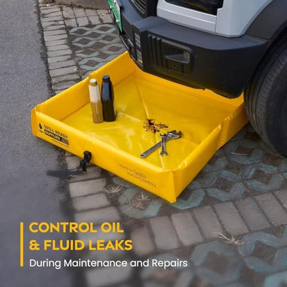 (4-Pack) 3' x 3' Duck Pond Spill Containment Berm - 30 Gallon Sump | 22oz PVC Secondary Containment | Yellow Portable Secondary Containment Drip Tray | Reusable Oil, Fuel & Chemical Tray - size: 3' x 3'