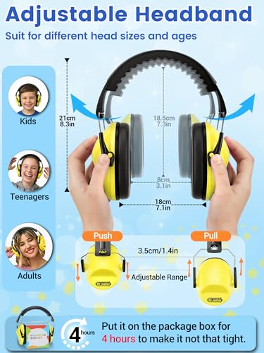Dr.meter Noise Cancelling Headphones for Kids, Toddler Ear Protection Muffs - color: Yellow