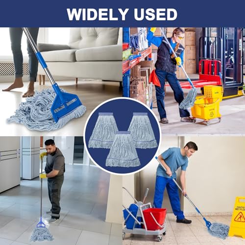 KeFanta 3 Pack Heavy Duty Commercial Mop Head Replacement, Blue - color: Blue