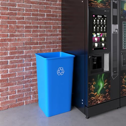 50 Gallon Blue Square Commercial Trash Garbage Can | Outdoor Office Restaurant School Kitchen - color: Blue, size: 50 Gallon, style: Trash Can
