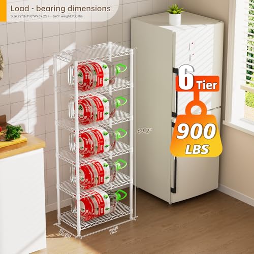 Golpart 6Tier Adjustable Storage Shelves Metal Wire Shelving Standing Shelf - color: White, size: 6-tier-12"Dx22"Wx69"H