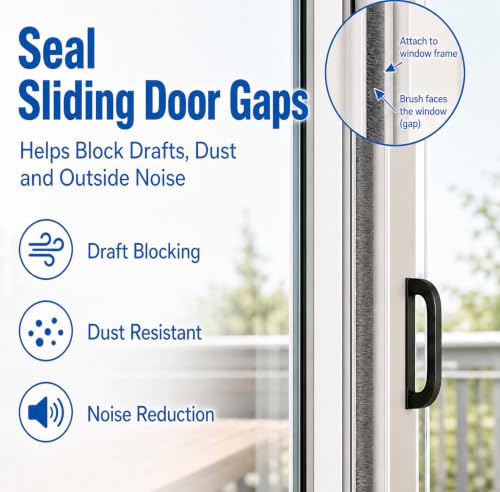 ZOMPAGO Brush Weather Stripping Door Window Seal, 0.9 in x0.4 x 32.8 FT - size: 1 Roll, 0.9 in x 0.4 in x 32.8 FT, Grey