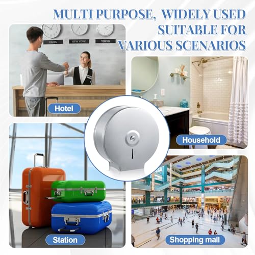 Mifoci 4 Pcs Industrial Toilet Paper Holder Commercial Roll Dispenser Wall Mount Stainless Steel Jumbo Tissue Dispenser Fits 9 Roll Toilet Paper for Office Home Public Places (Silver) - color: Silver