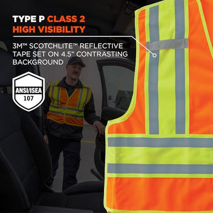 Ergodyne Public Safety Reflective Vest, High Visibility, ANSI Compliant, Breakaway, L/XL, GloWear 8245PSV - color: Orange, size: Large-X-Large