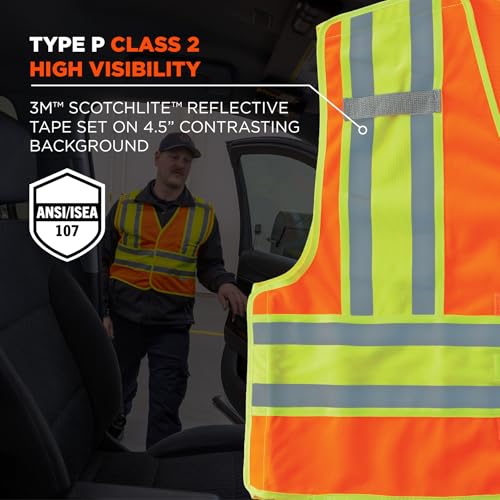 Ergodyne Public Safety Reflective Vest, High Visibility, ANSI Compliant, Breakaway, S/M, GloWear 8245PSV - color: Orange, size: Small-Medium