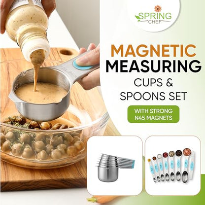 Spring Chef 15 Magnetic Measuring Cups & Spoons Set w/Levelers, Aqua Sky - color: Blue (Aqua Sky)