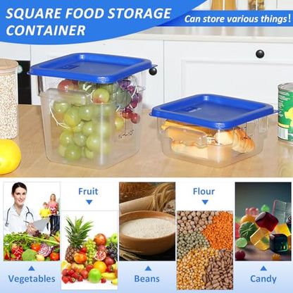 Yungyan 8 Pcs Restaurant Food Storage Containers with Lids Set, Blue Lids - color: Blue Lids