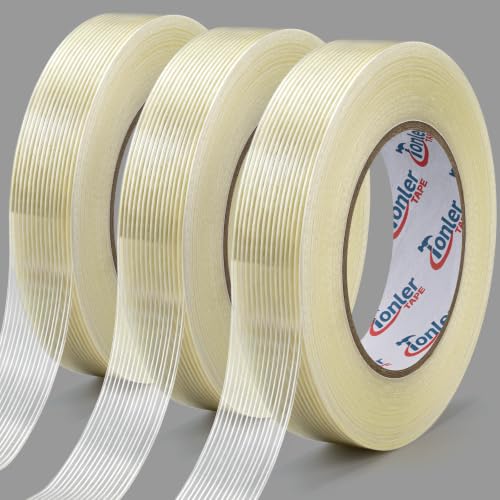 Filament Strapping Tape 1" x 60Yd 3 Rolls Fiberglass Reinforced - size: 3 Rolls 1in x 60 Yd