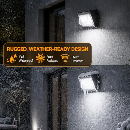 160W LED Wall Pack Light Dusk to Dawn, 25600LM 6500K Exterior Lights