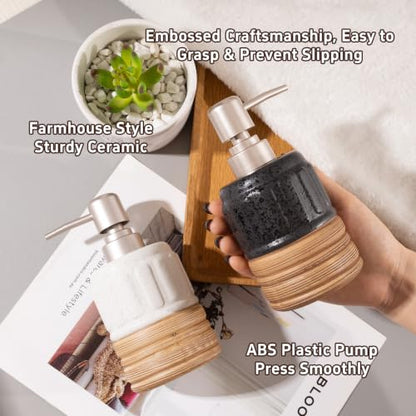 2 Pcs Soap Dispenser Bathroom, 14 Oz Liquid Hand Dish Soap Dispensers for Bathroom Countertop and Kitchen Sink, Ceramic Hand Soap, Dish Soap & Lotion Bottles, Modern Rustic Home Decor - size: 2 Pcs x 14Oz Soap Dispenser