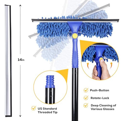 KLEEN HANDLER 2-in-1 Window Squeegee with 60” Extendable Pole