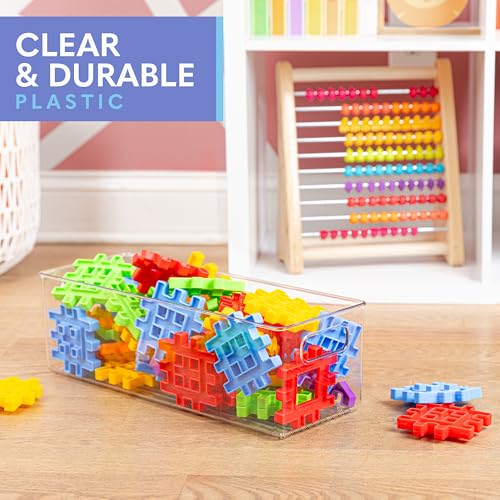 Plastic Food Storage 2 Pack Clear Container Bin with Handles for Organizing Kitchen, Pantry, Fridge, Freezer, Pantry, Bathroom. 14"x6"5" - size: 14x6x5