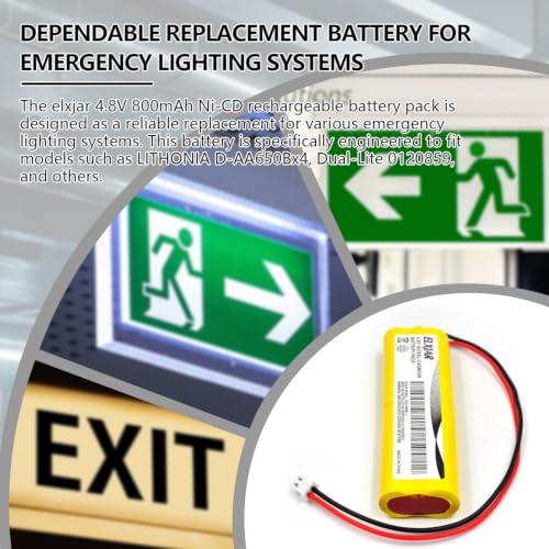 (5-Pack) 4.8V 800mAh Ni-Cd Battery for Dual-Lite 0120859