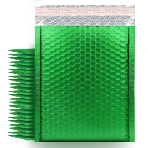 Metallic Matte Green Bubble Mailers - Durable 4x8 Inch Padded Envelopes - Tear-Resistant Shipping Bags, Pack of 25 - color: green, size: 4x8" 25pc