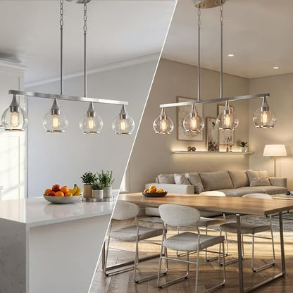 Phaosio Kitchen Island Linear Pendant Light, 4-Light, E26 Base - color: Brushed Nickel, size: 4-Light