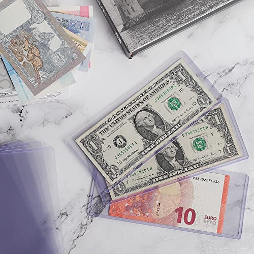Uncle Paul 60PCS Banknote Holders Top-Load Currency Money Sleeves for Bills - color: 60 Pieces