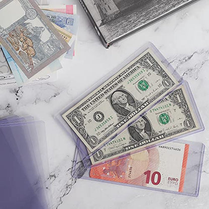 Uncle Paul 60PCS Banknote Holders Top-Load Currency Money Sleeves for Bills - color: 60 Pieces