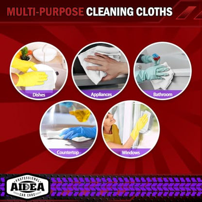 AIDEA White Microfiber Cleaning Cloth-800PK, Microfiber Towels, 12×12" - color: White, size: 800PK