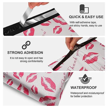 JinRuiKJ Thank You Poly Mailer 6x9 100 Pack, Red Lips Design - color: Red Lip, size: 6x9'' - 100 Pack