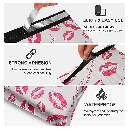JinRuiKJ Thank You Poly Mailer 10x13 100 Pack, Red Lips Design - color: Red Lip, size: 10x13'' - 100 Pack