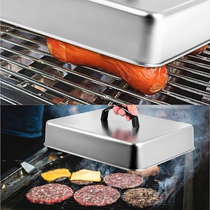 Rectangular Basting Cover, Stainless Steel Grill Lid, 13" x 11.2" x 2.5"
