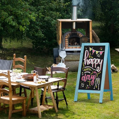 4 THOUGHT A-Frame Double-Sided Magnetic Chalkboard 40"x20", Blue - color: Blue