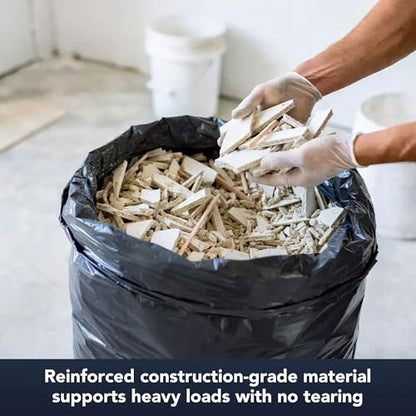 HygiCare Contractor & Industrial Bags, 42 Gallon, Extra Thick 3MIL, Heavy Duty with Tie Flaps, 32.75" x 45.13", 32 Count, For Construction, Industrial, & Outdoor Waste