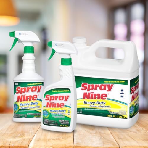 Spray Nine 26825 Heavy Duty Cleaner, Degreaser & Disinfectant for Kitchens, Bathrooms, Yard Equipment, Automotive & Industrial 22 Fl Oz. (Pack of 1) - size: 22 Fl Oz. (Pack of 1), style: New Packaging