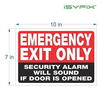iSYFIX Emergency Exit Only Stickers, Design 1, 10x7 in, 2 Pack, Red & Black - color: RED & BLACK, size: Large