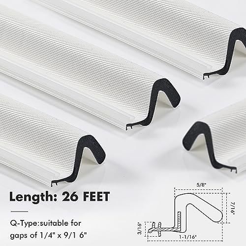 BBTO Weather Stripping Door Window Seal V-Shaped Foam Kerf,26 Feet,White - color: White, size: 26 Feet