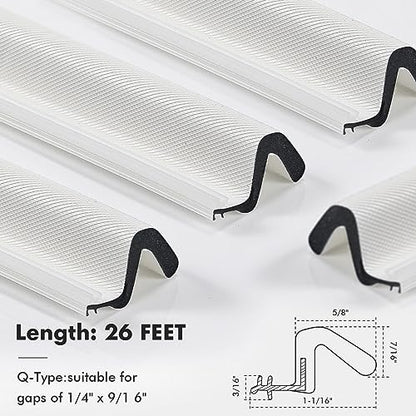 BBTO Weather Stripping Door Window Seal V-Shaped Foam Kerf,26 Feet,White - color: White, size: 26 Feet